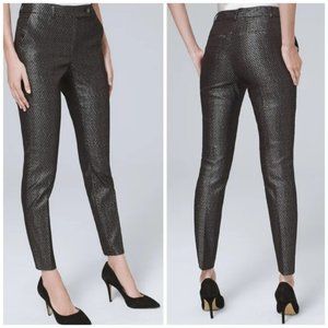WHBM Metallic-Jacquard Slim Ankle Pants Sz 8 -FLAWED-